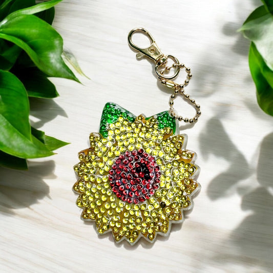 Sparkling keyring charm - gold, red & green